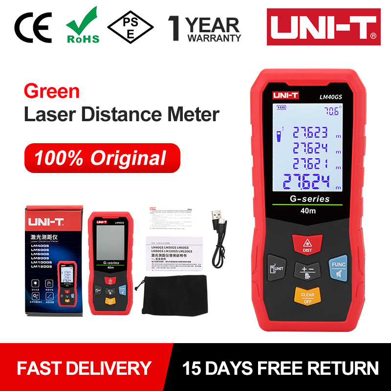 Industrial Laser Rangefinder - UNI-T 40m Green Laser Distance Meter