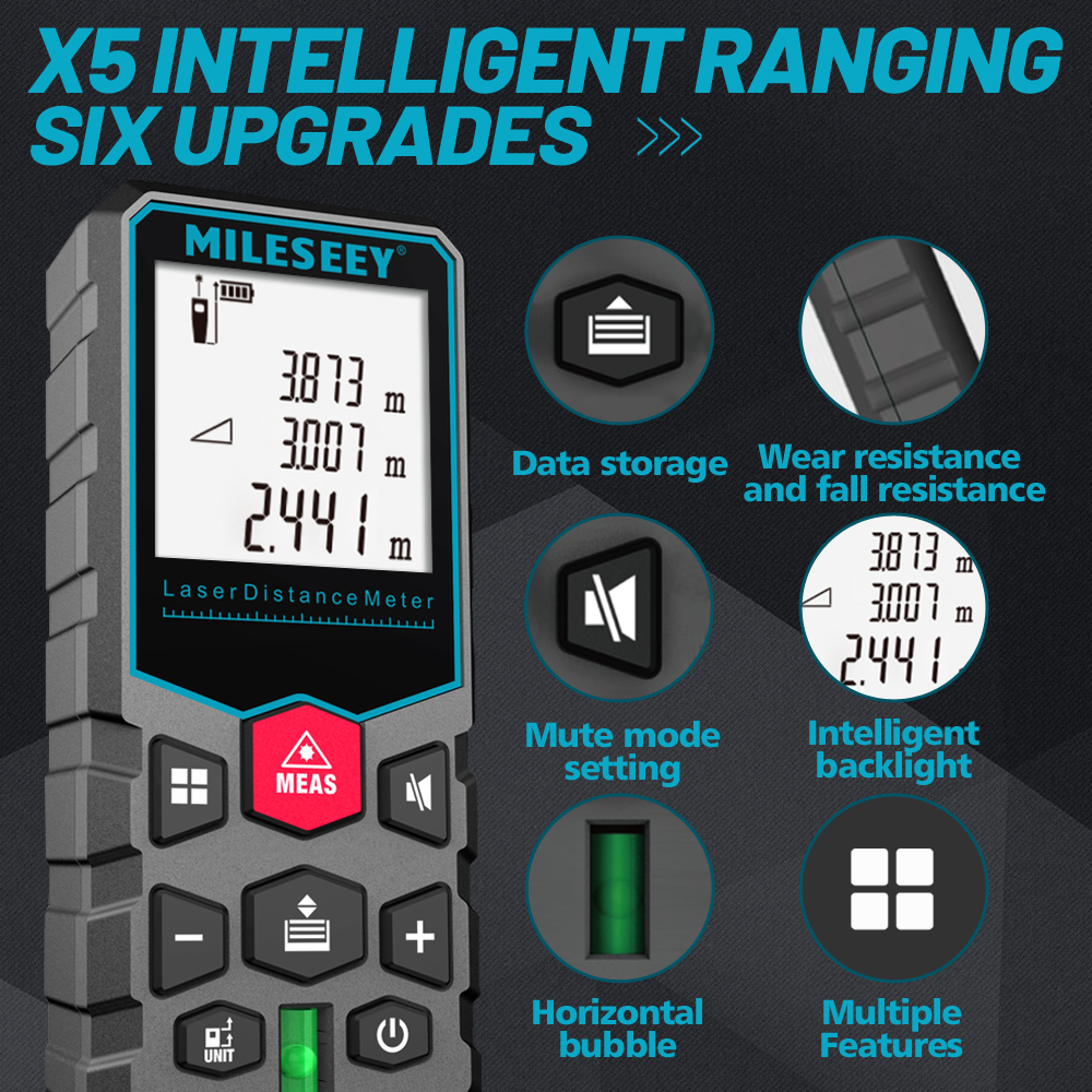Mileseey X5 S6 Laser Tape Meas - Industrial Laser Rangefinder ulasan dan harga